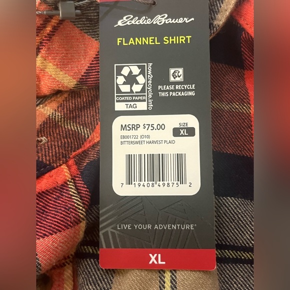 Eddie Bauer Flannel Shirt NWT XL - Picture 6 of 6